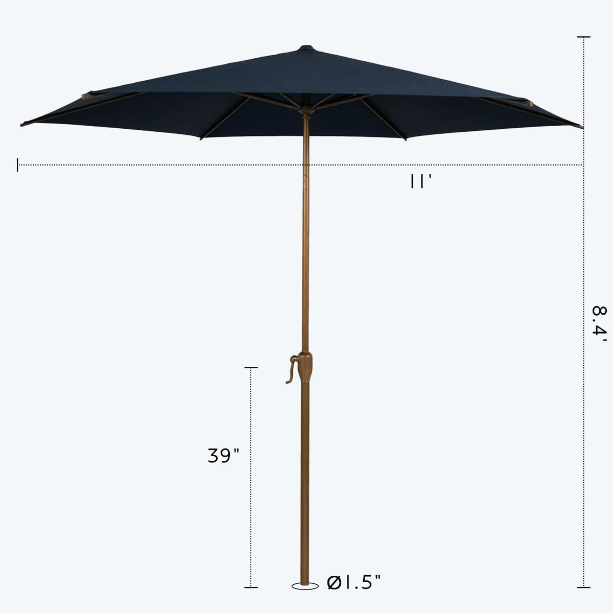 9FT Outdoor Patio Umbrella Outdoor Table Umbrella with Crank Market Umbrella 6 Sturdy Ribs UV Protection Waterproof and Push Button Tilt for Garden Deck Backyard Pool (9 FT(6 Ribs) / Dark Blue)