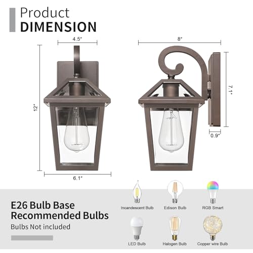 Vintage Outdoor Wall Light (Oil-Rubbed Bronze-1 PACK / Small)