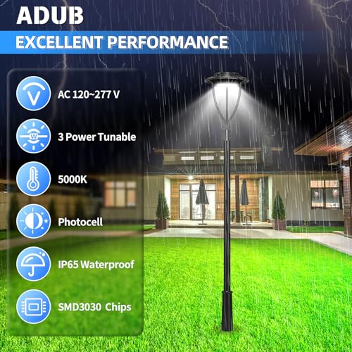 6 Pack LED Post Lights 60W 48W 36W Wattage Adjustable