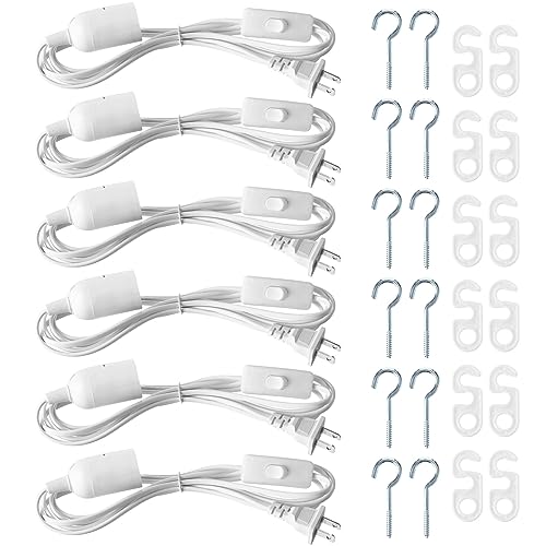 6 Pcs 8.2ft Hanging Light Socket Lamp Cord with Switch E26