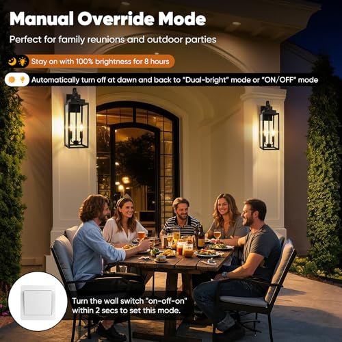 2 Pack 17.5" Upgraded Motion Sensor Outdoor Wall Lights (Matte Black / 17.5")