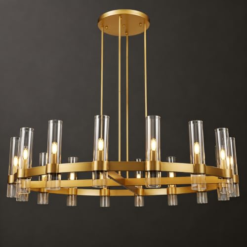 Modern 48" Gold Wagon Wheel Chandelier (Gold / Round-D48 in-16 Light)