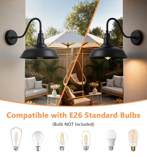 10" Outdoor Gooseneck Barn Lights (10 Dome - 2 Pack)