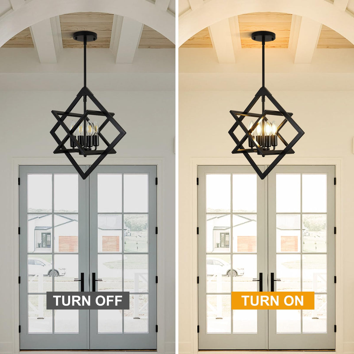 18" Modern Black Chandelier for Dining Room (Matte Black-18"(No Assembly Required) / 4-Light)