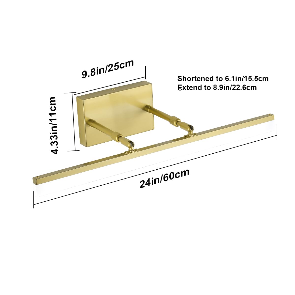 Bathroom Vanity Light Brushed Gold Modern LED Vanity Lighting Over Mirror 24inch Adjustable Gold Wall Light for Bathroom (Brushed Gold / 23.6 in)