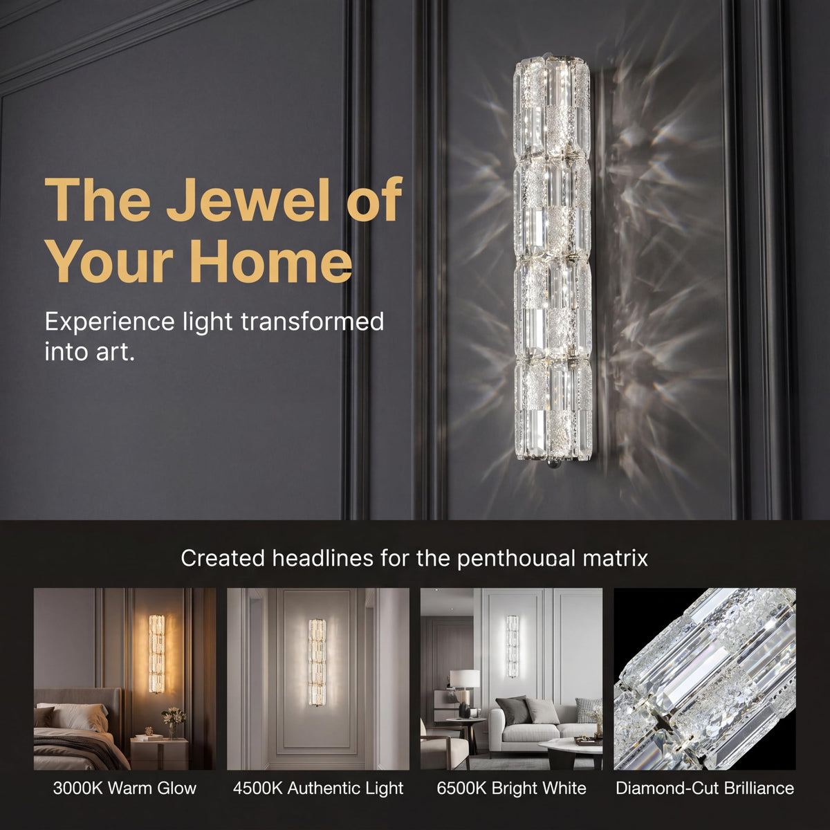LED Crystal Wall Sconces (4 Level-2)