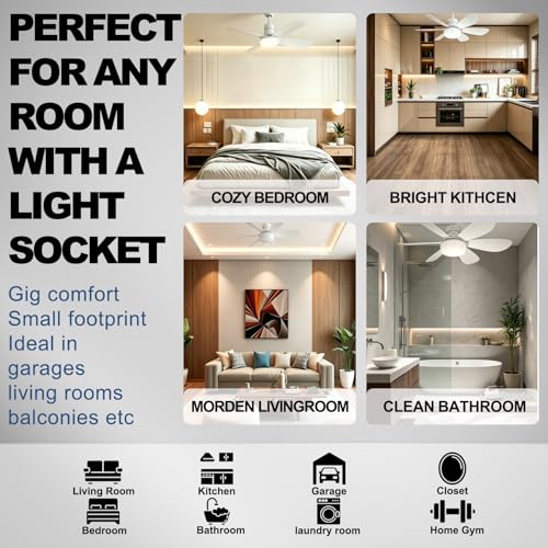 Screw in Ceiling Fan with Light (White-1)