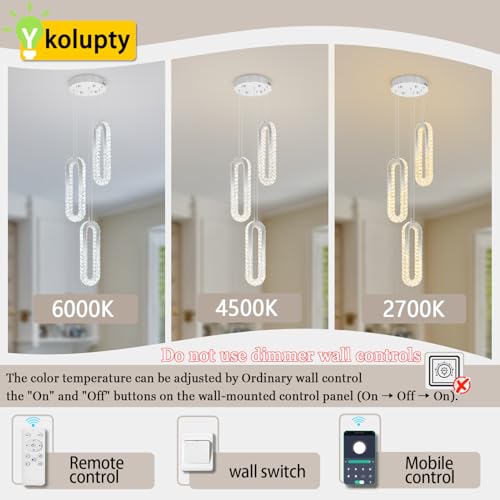 3 Light Modern Pendant Light Crystal Ring Chandelier Silver LED Pendant Lighting Fixture for Dining Room Kitchen Living Room Foyer Hallway Bedroom (Silver / 3 Rings (New))