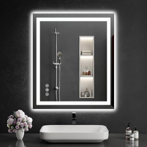 LED Bathroom Mirrors 30"x34" Bathroom Mirror with Lights for Wall (30"L x 34"W)