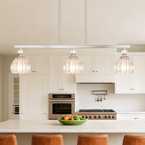 Brushed Nickel Island Light for Kitchen (3-Light / Nickel)
