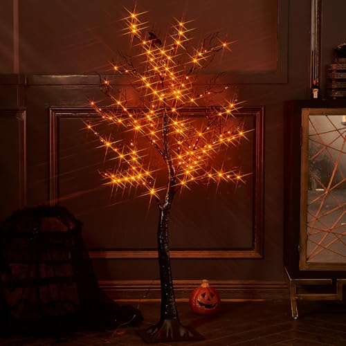 Halloween Tree Lights 150 Orange LED 4FT Plug in