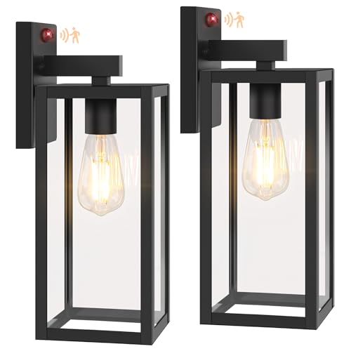 2 Pack 15” Upgraded Motion Sensor Outdoor Wall Lights (Black / 15in)