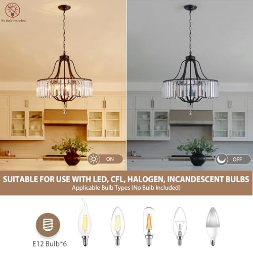 Modern Crystal Chandeliers Round 6 (168-Black)