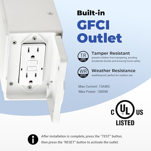 White 2 Pack Porch Lights with GFCI Outlet (White / Motion Sensor 2-Pack)