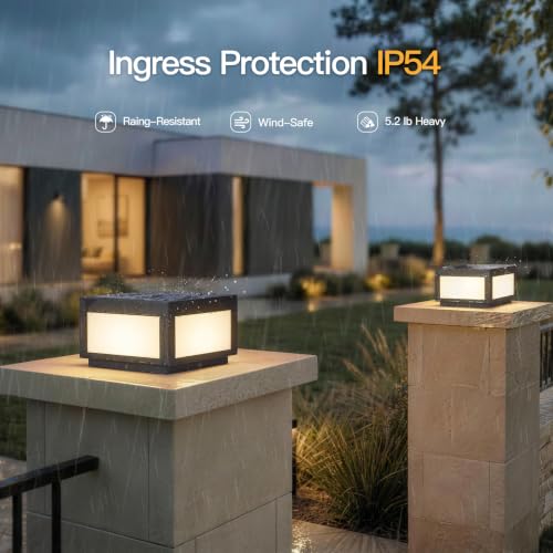 Solar Post Light Outdoor Modern Column Pillar Lamp Waterproof