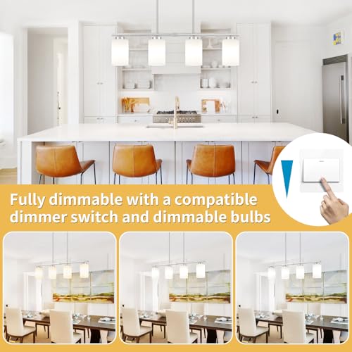 30'' Modern Linear Chandelier Dining Room Light Fixtures Over Table (4-Light Nickel)