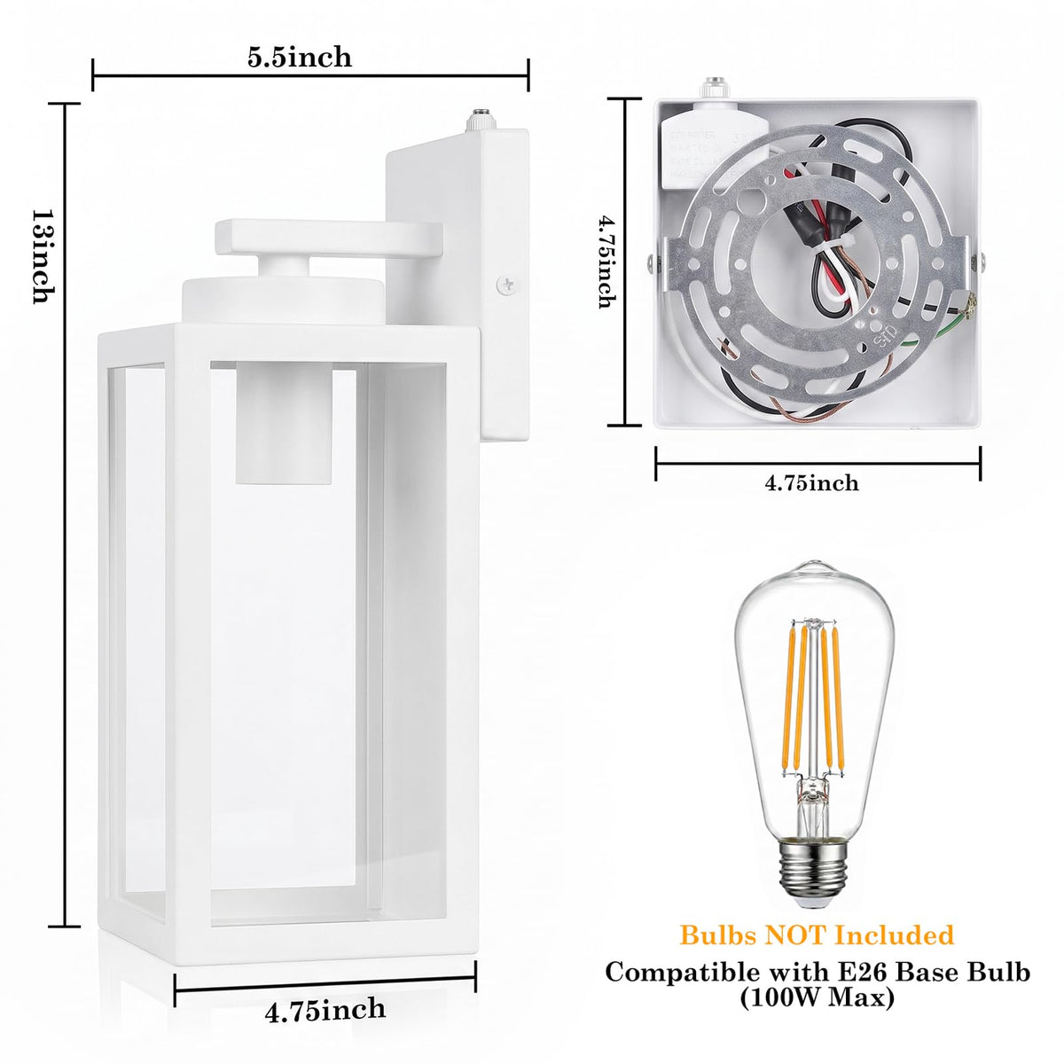 Upgraded Dusk to Dawn Outdoor Wall Lights (White(Dusk to Dawn Sensor) / 12.8 inch)