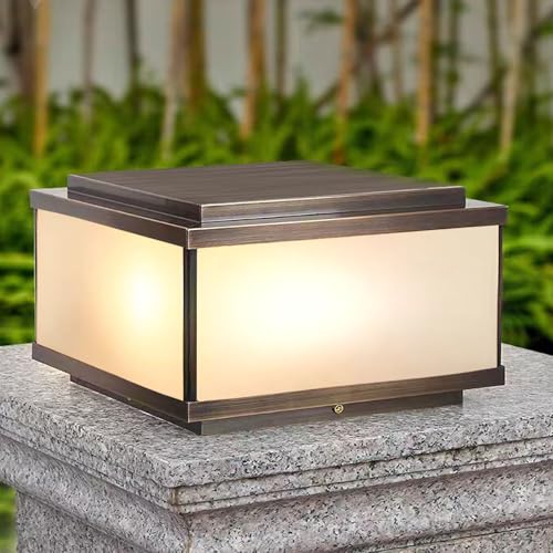 All Copper Steel Glass Outdoor Post lights (Frosted glass / 12X12IN)