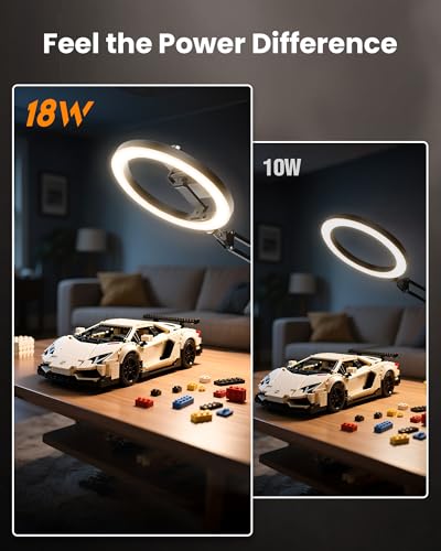 Pro Bright Overhead Ring Light with Clamp for Desk (36.6" tall - High Brightness Clip-On Phone Holder)