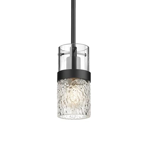 Glass Pendant Lights Kitchen Island (Black -Hammered Glass / 3.5" Hammered Glass, 1-Light)