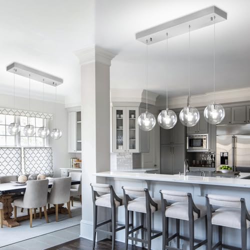 Modern Kitchen Island Lighting Linear Chandeliers for Dining Room 4 (Silver-Clear / Rectangle 4-Light)