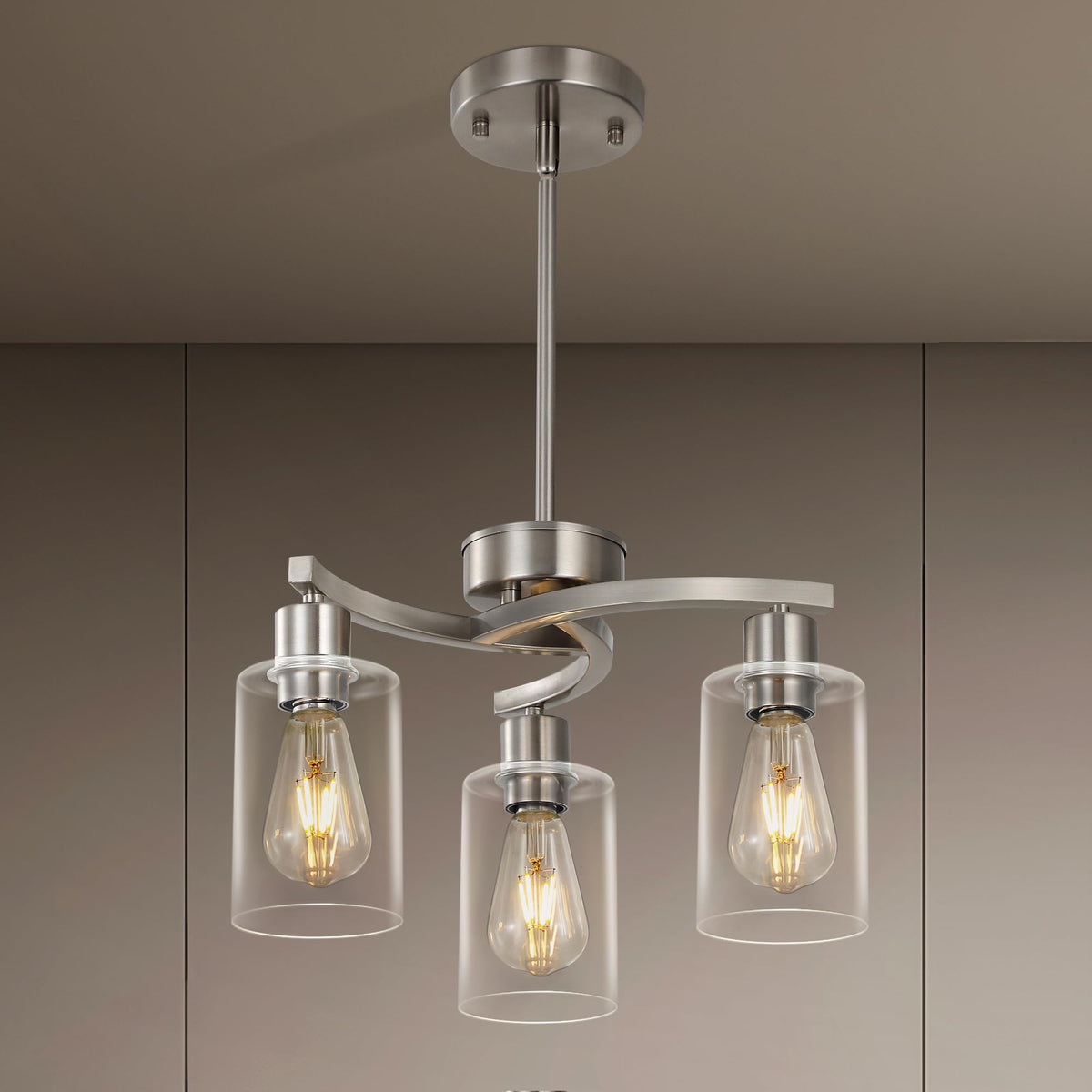 3 Light Brushed Nickel Dining Room Light Fixture (Brushed Nickel / 3-Light)