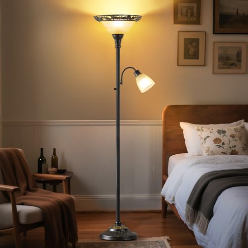 Torchiere Floor Lamps for Living Room (Black,Yellow)