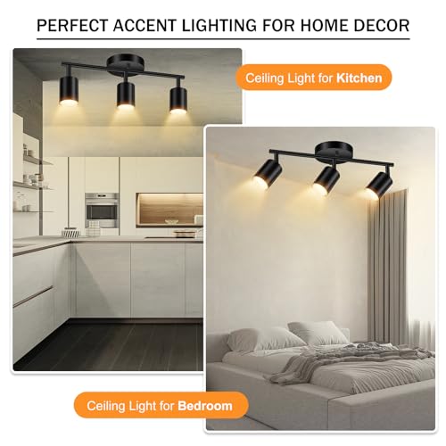 LED Track Lighting Fixtures Ceiling (Black / 13.35" 3 Light Track Light)