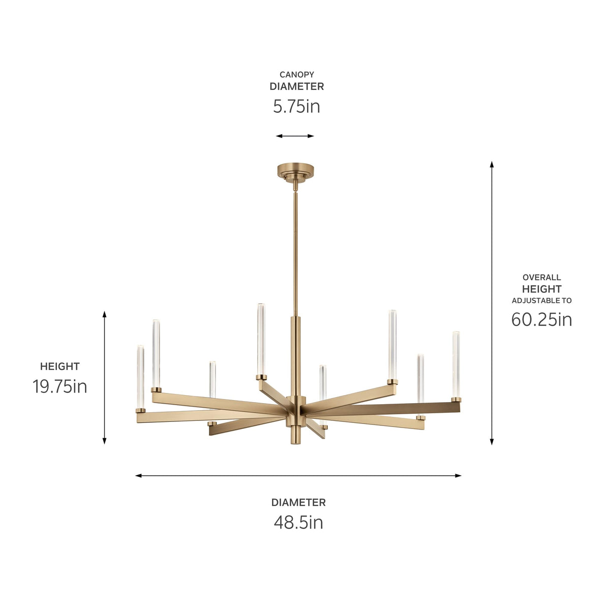 Sycara 8 Light LED Crystal Chandelier Light (48" (8 Light) / Champagne Bronze)