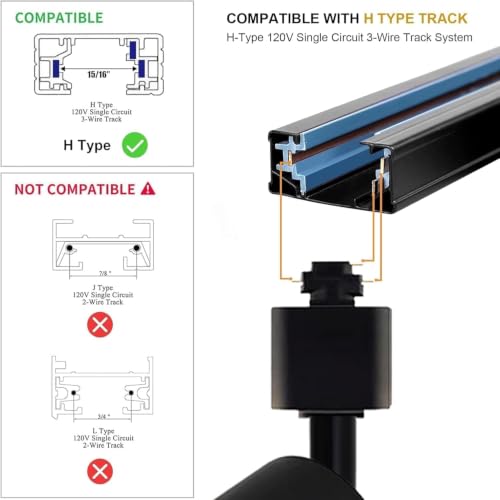 GU10 LED Track Lighting Kit H Type Plug in Dimmable White Spotlights (Black 3CCT / 24 Head Big Kit)