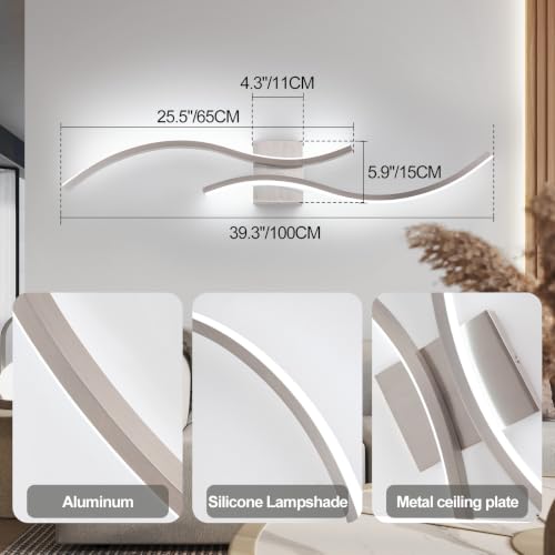 Modern Led Wall Light (Brushed Nickel,6000K / 1 Pack, 39inch)