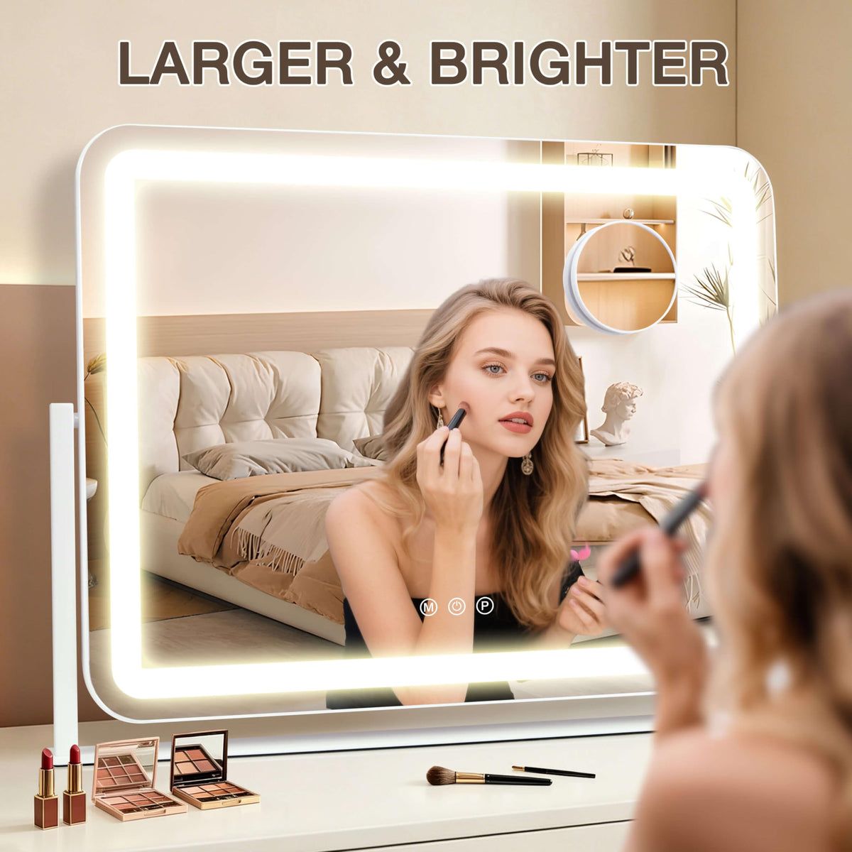 Vanity Mirror with Lights (White / 22"L x 17"W)