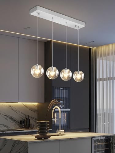 Modern Kitchen Island Lighting Linear Chandeliers for Dining Room 4 (Silver-Clear / Rectangle 4-Light)