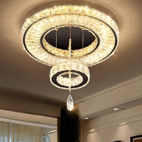 Modern Chandelier Bedroom Light Indoor LED Dimmable Lights Ceiling Chandeliers for Dining Room Kitchen Entryway Black 30W LEDs Fixtures 2400 Lumens (Black / W20")