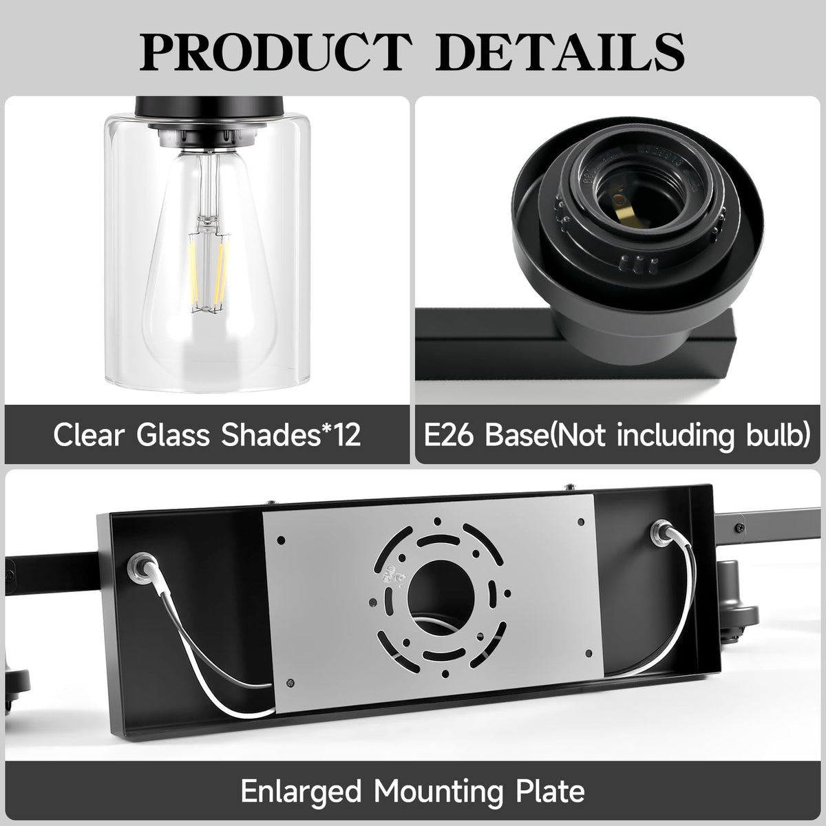 12 Light Bathroom Light Fixtures (Black / 12-light)