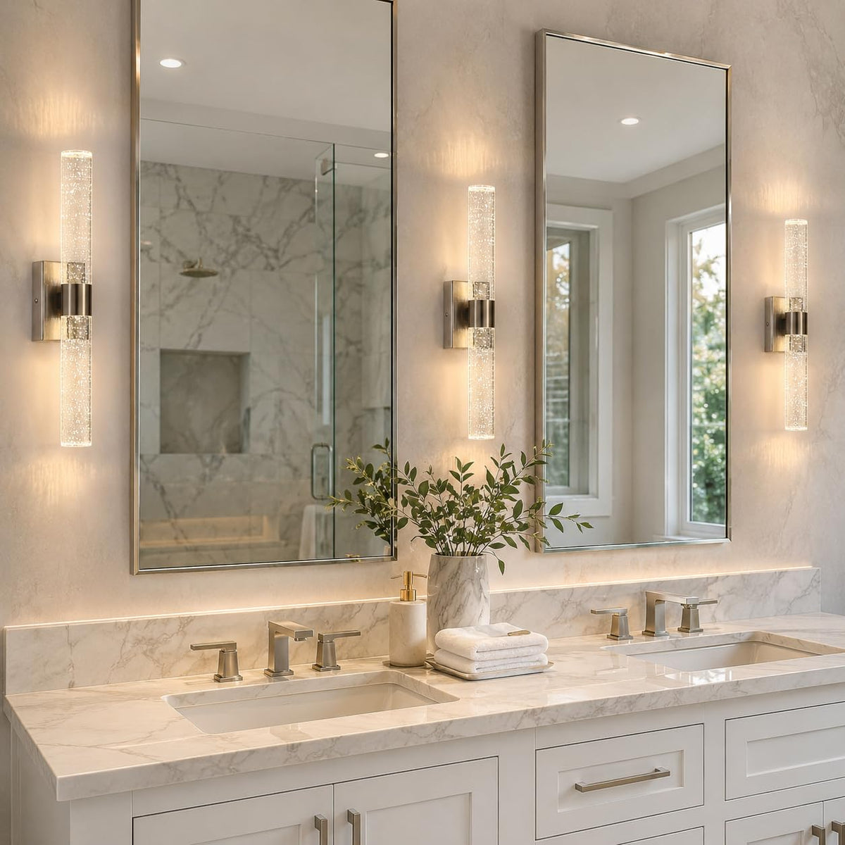 Modern Wall Sconces Set of Two (Nickel / 18in)