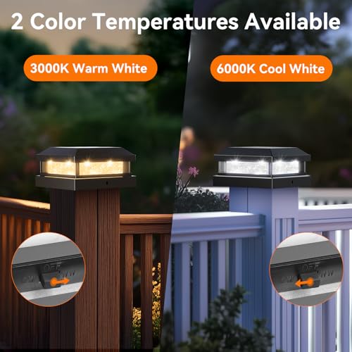 4x4 5x5 Solar Post Cap Lights Outdoor 12 (Black / 12 Pack)