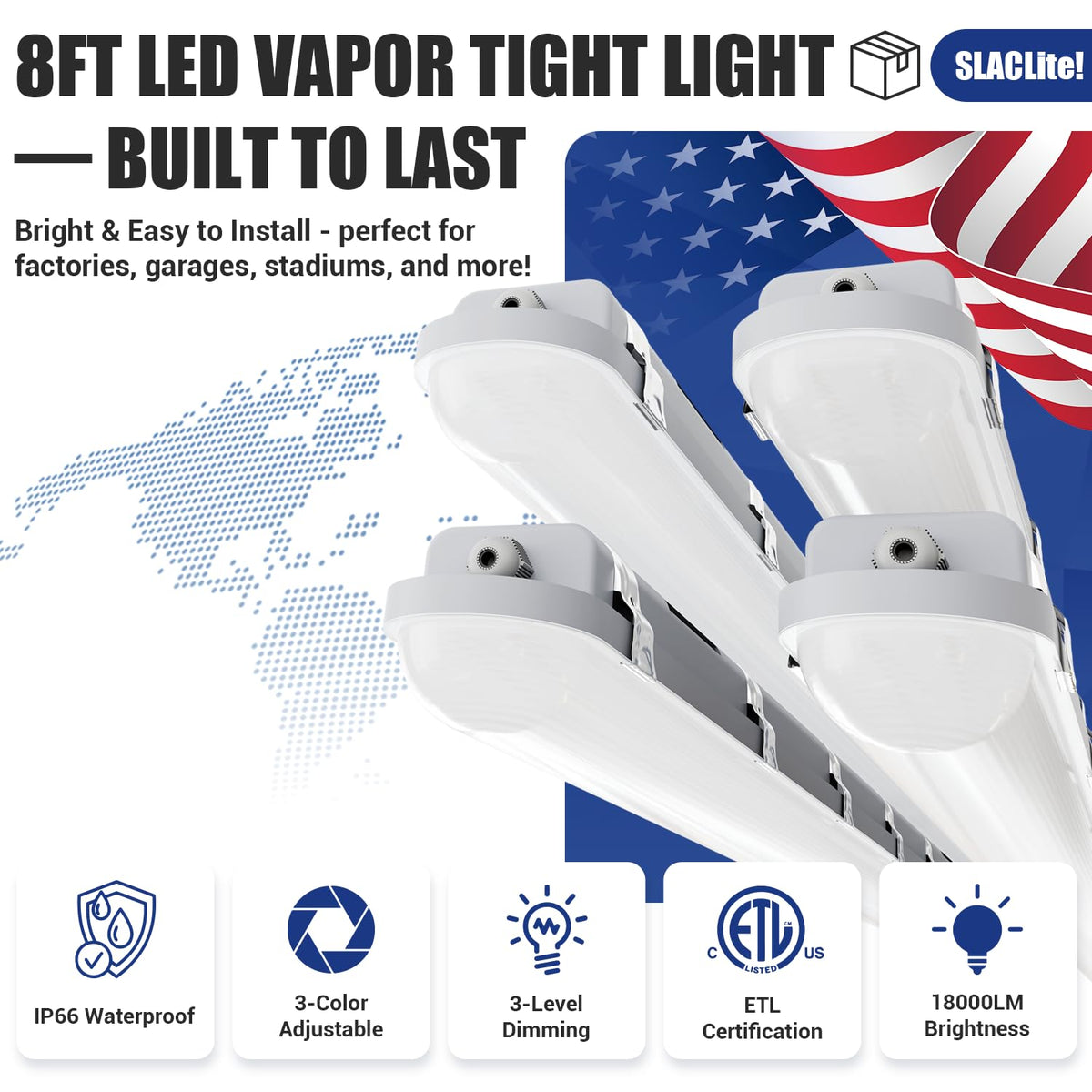 8FT LED Vapor Tight Light 120W (8FT (4-Pack))