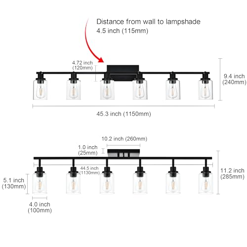 Ceiling Track Lighting Kits with Flexibly Rotatable Light Head (Black / 6-Light)
