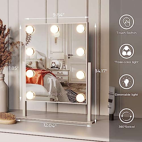 Vanity Mirror with Lights (White-9 Bulbs)