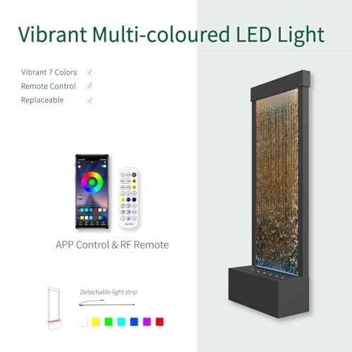 48" Indoor Waterfall with App (Black - Mirrored Brown)