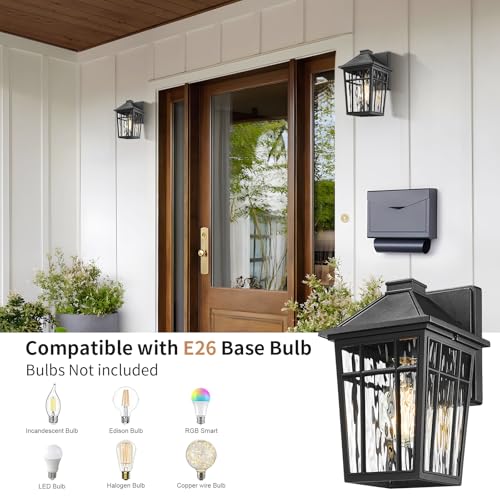 2pcs Outdoor Wall Lights (Black / 11inch-2pack)