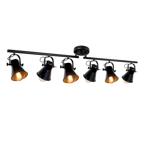 57" Black Track Lighting Fixtures Ceiling 6 Light Rustic Track Light (57.5 inch-6 light)