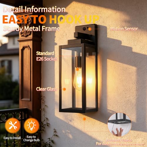 15 Inch Motion Sensor Dawn to Dusk Outdoor Sensor Light Fixture Waterproof Porch Lights Anti (15 Inch)