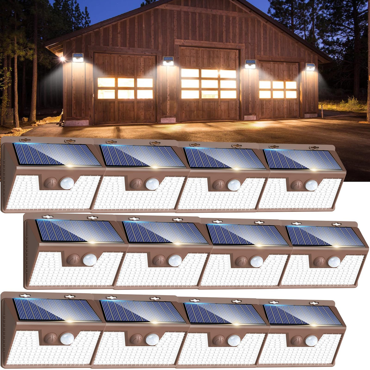 Solar Lights Outdoor Waterproof [12 Packs (12 Pack / Brown Frame)