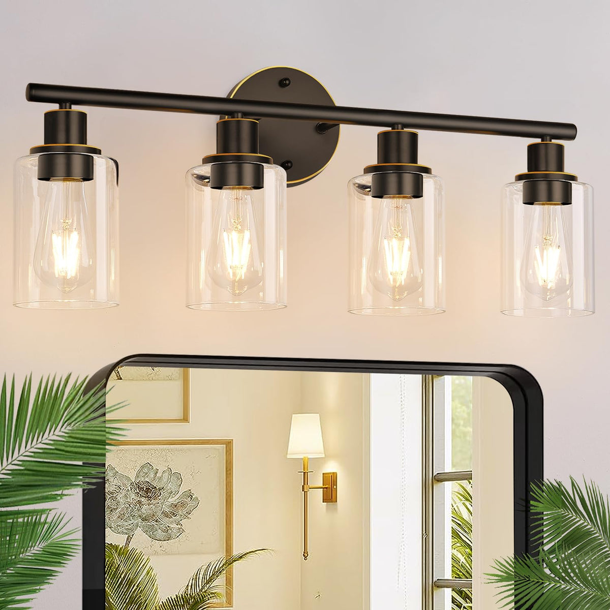4 Light Bathroom Light Fixtures (Brown and Gold / 4-light)