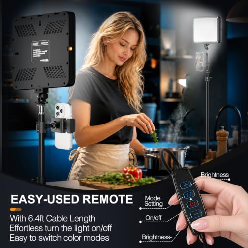 2 Pack 15W LED Video Light Kit with Phone Holder & Barndoor (15W / 29-73inch)