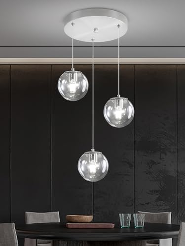 3 Light Chrome Pendant Lighting Modern Mini Chandeliers (Silver-Clear / Globe 3-Light)