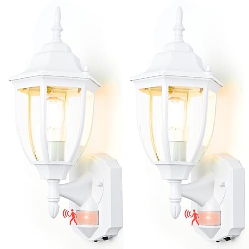 Porch Lights Outdoor Motion Sensor Wall Sconce Anti (White / Standard - 2 Pack)