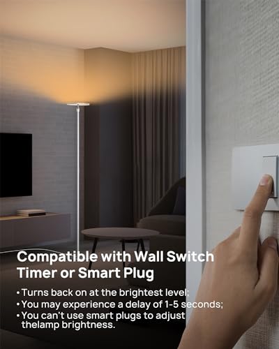 Floor Lamp 5000LM Super Bright Sky LED Modern Torchiere Standing Lamp (Warm light Silver)